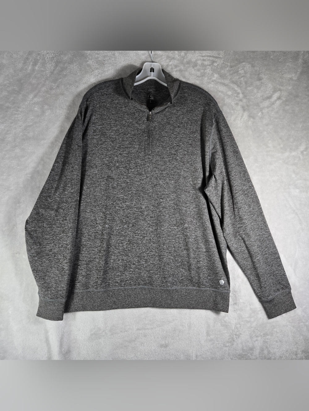 Rhoback Pace Q-Zip Men's 1/4 Zip Pullover Mock Neck Size Large Heather Owl Grey